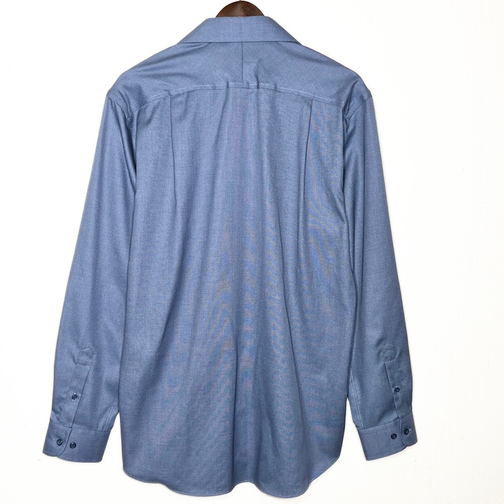 Joseph Abboud Mens No Iron Blue Long Sleeve Buttondown Shirt - Picture 3 of 6